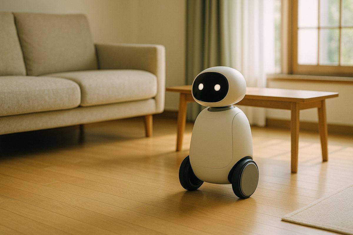 リビングの床を走る膝の高さほどのロボット