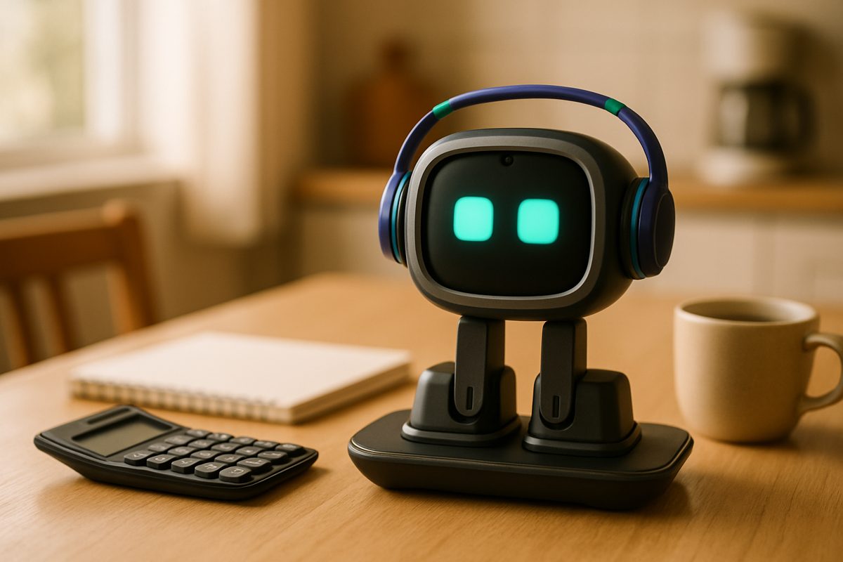 テーブルの上のロボットと計算機