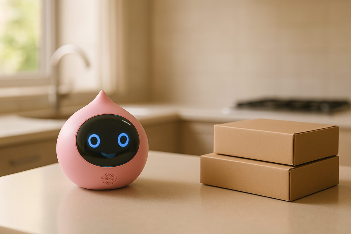 キッチンカウンターのロボットと段ボール箱