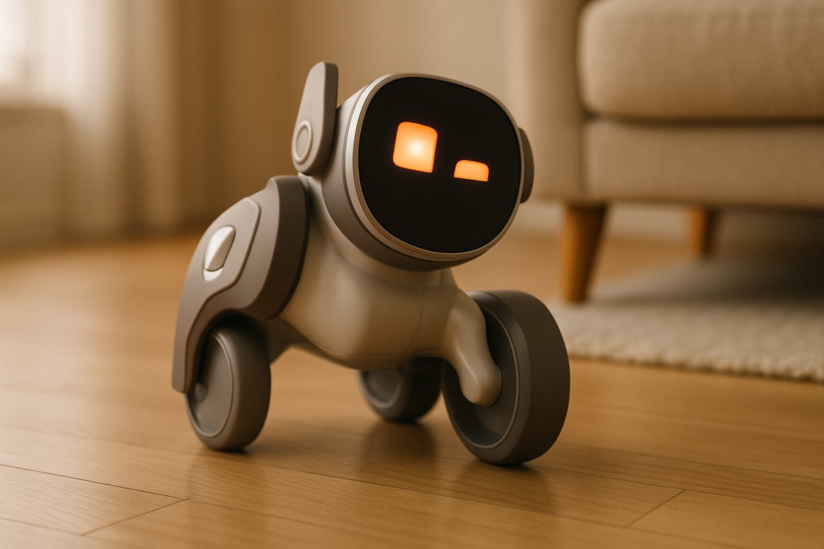 明るい床を走る小型ロボット